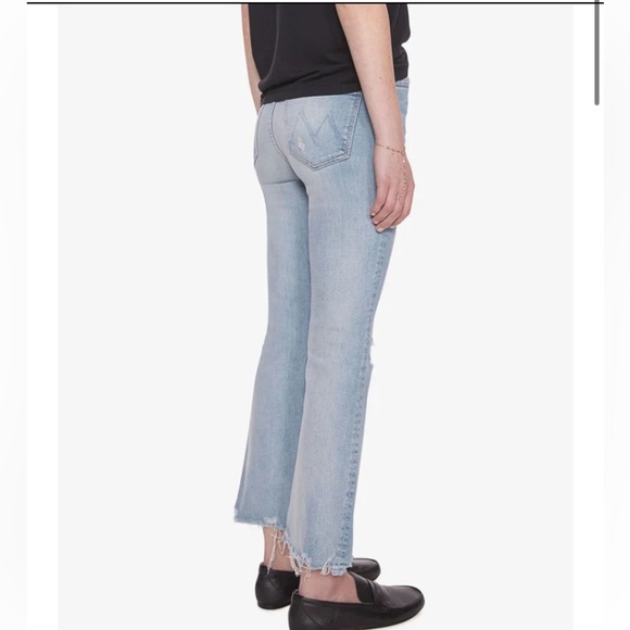 Mother The Hustler Ankle Chew in Petal Plucker Hi Rise Bootcut Flare w/Raw Hem - Picture 4 of 15